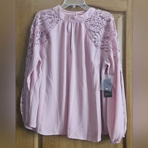 BOLD elements Tops - BOLD elements Pink Lace Long Sleeve Top